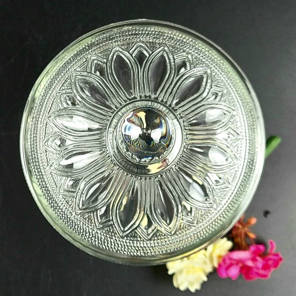 Vintage- Glass Candy Dish with Pedestal & Lid- Beautiful - Picture 3 of 10